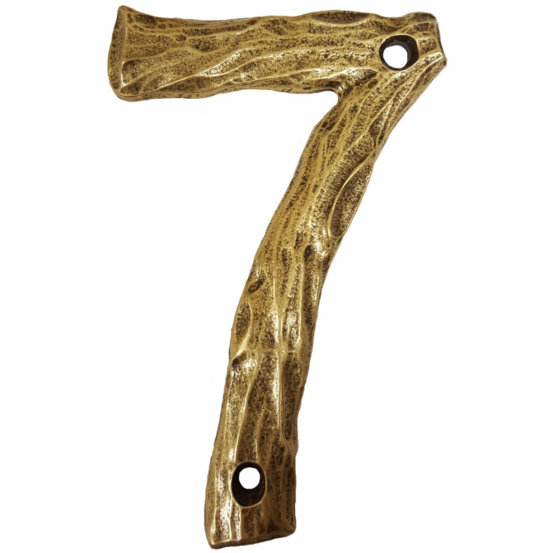 LHN7-AB Log House Number 7, Antique Brass, 1 piece